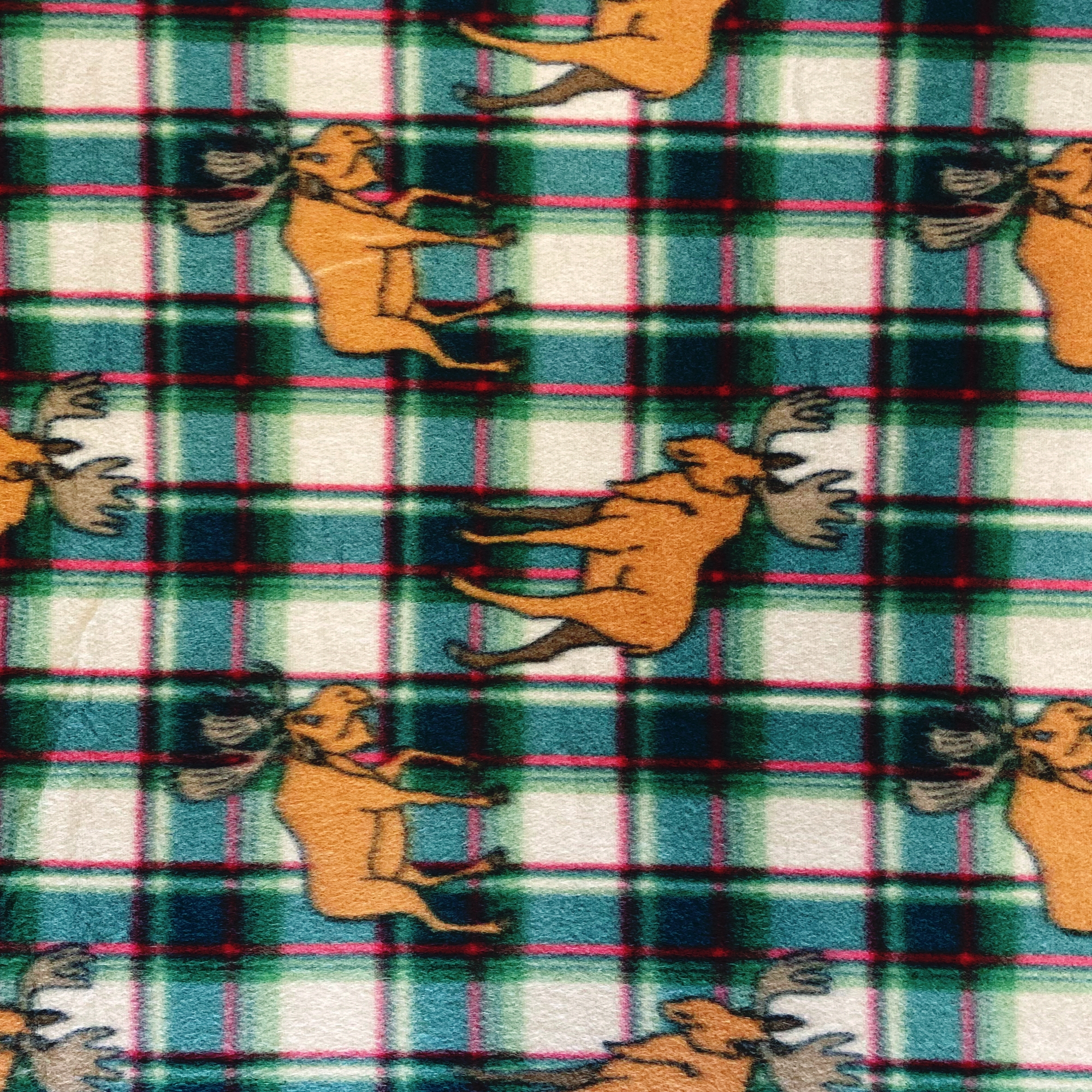 Elk Plaid Green Fleece Fabric