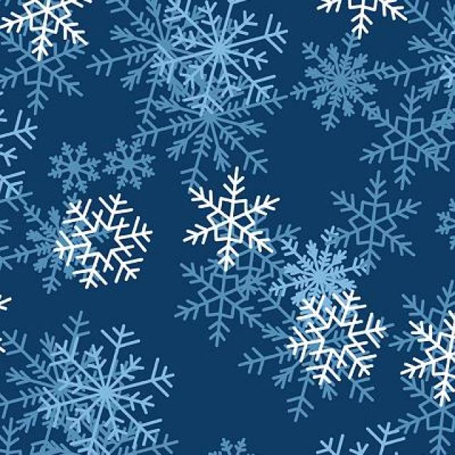 DARK BLUE Snowflake Fleece Fabric