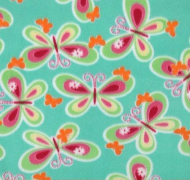 Green Butterflies Fleece Fabric