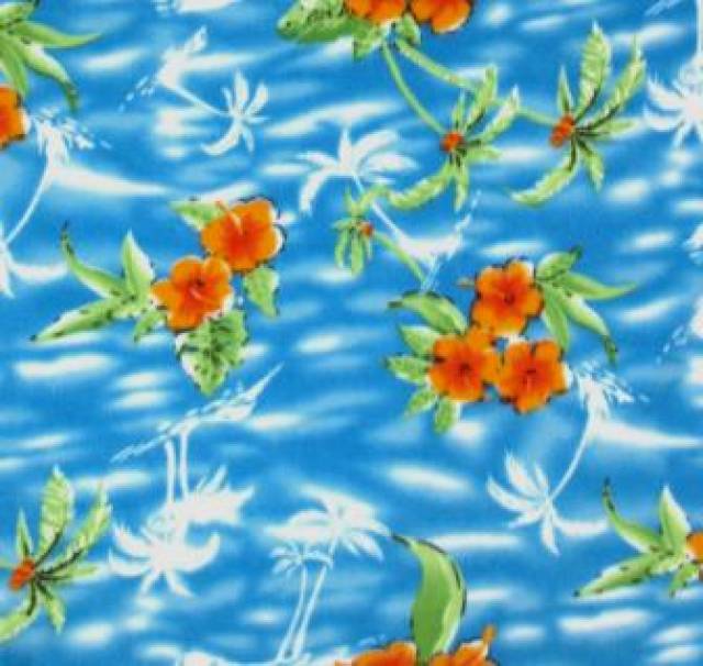 Blue Tropical Floral Flower Fleece Fabric