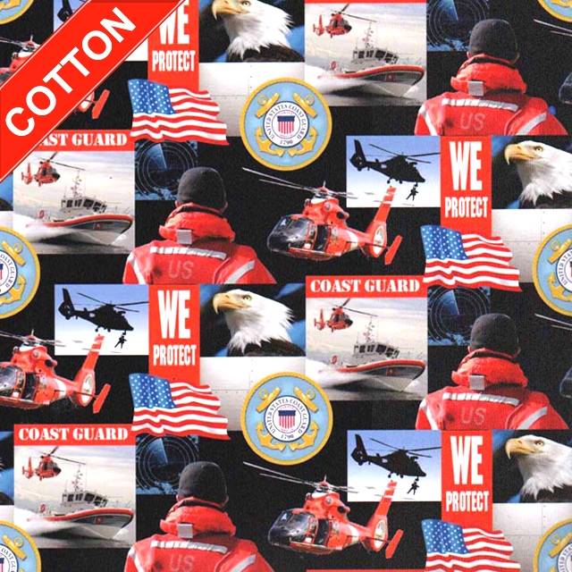 United States Coast Guards Cotton Fabric