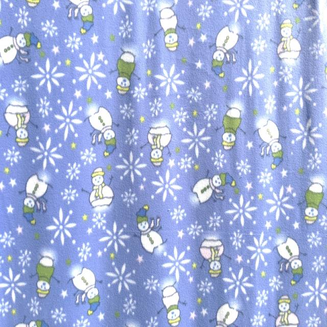 Snowman on Blue Fleece Fabric