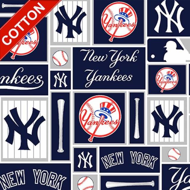 New York Yankees Blocks MLB Cotton Fabric
