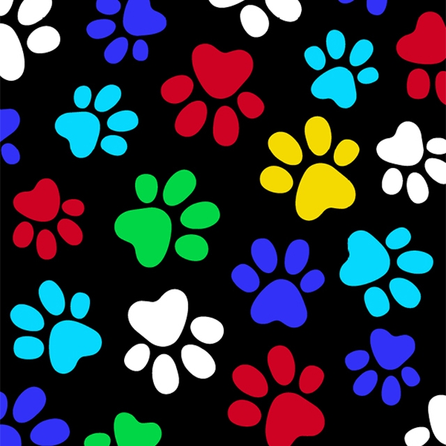 MULTI Color Dog Paws Fleece Fabric