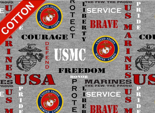 United States Marines Corps Heather  <BR> Cotton Fabric