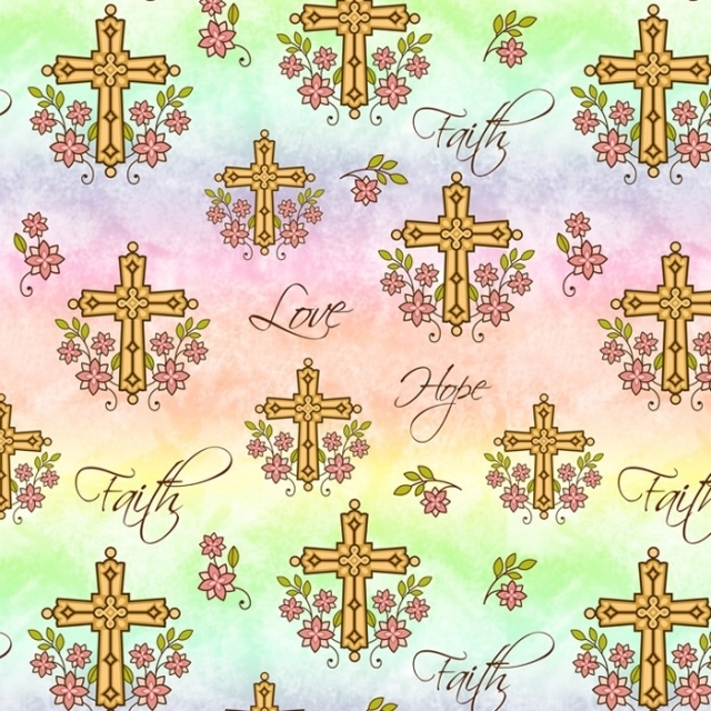 Love, Faith, and Hope Religious Christian Crosses Fleece Fabric