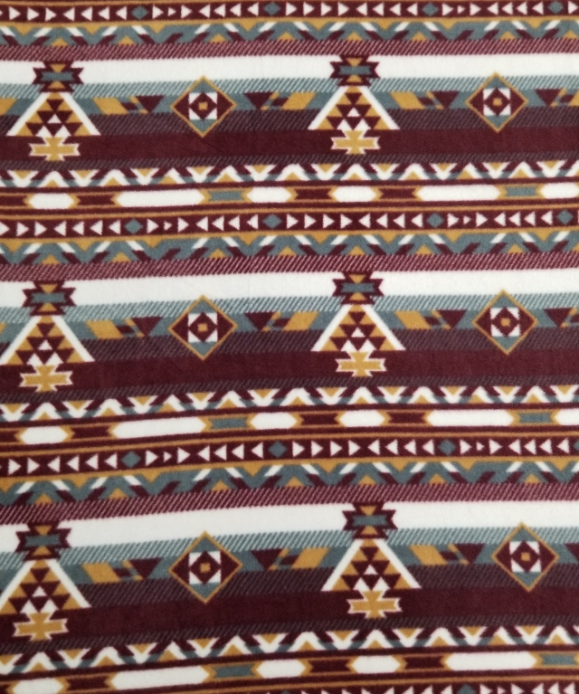 Southwest Aztec Burgundy Fleece Fabric