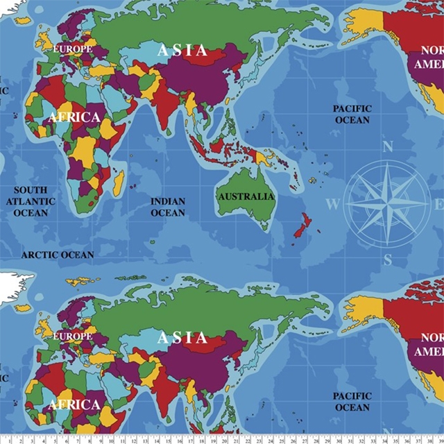 World Map Fleece Fabric