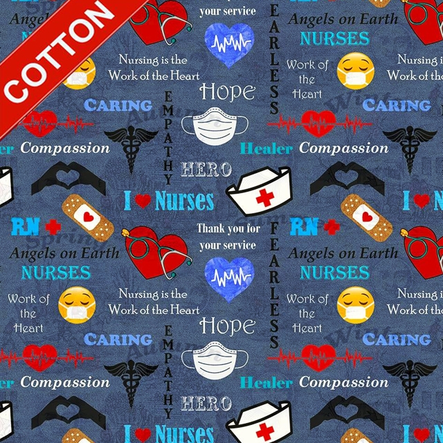 Hero Nurses Cotton Fabric
