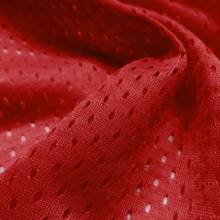 Red Football Mesh Jersey Fabric