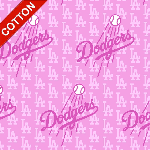 Los Angeles Dodgers Pink MLB Cotton Fabric