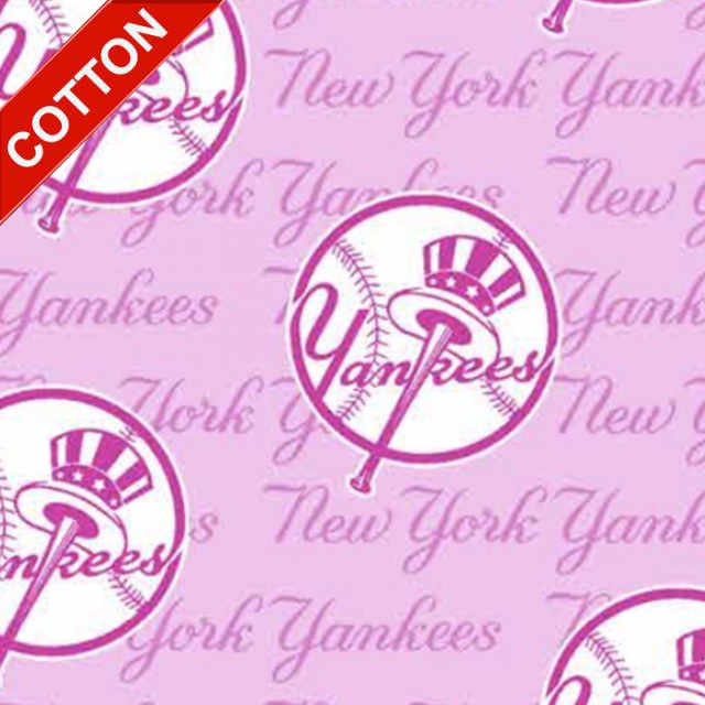 New York Yankees Pink MLB Cotton Fabric
