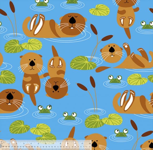River Otters Animal Fleece Fabric