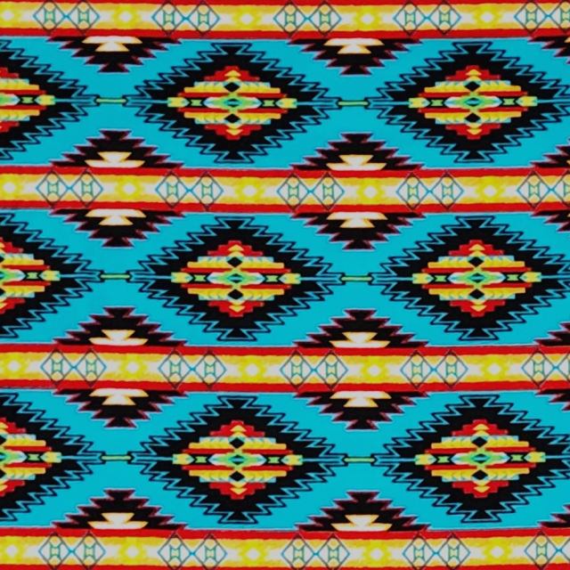 Native Stripe Turquoise Native American Fleece Fabric
