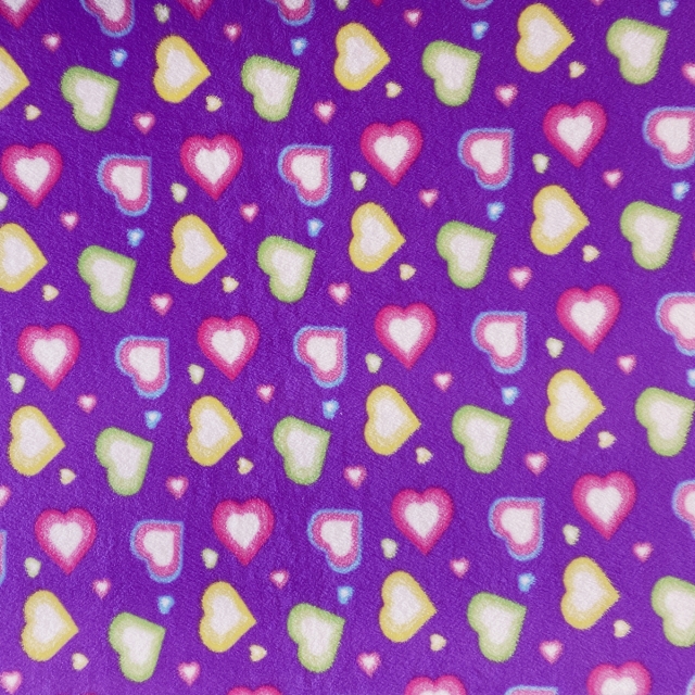 Colorful Hearts Allover Fleece Fabric