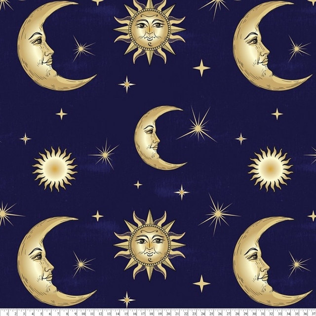 Celestial Moons Allover Fleece Fabric