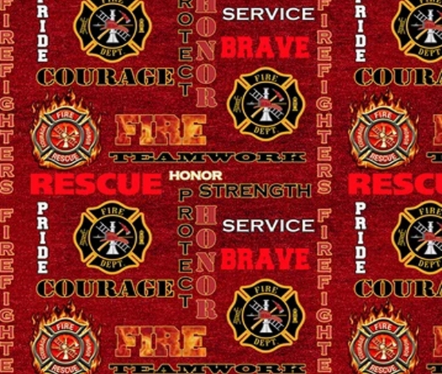 Fire Department Logo Allover Fleece Fabric