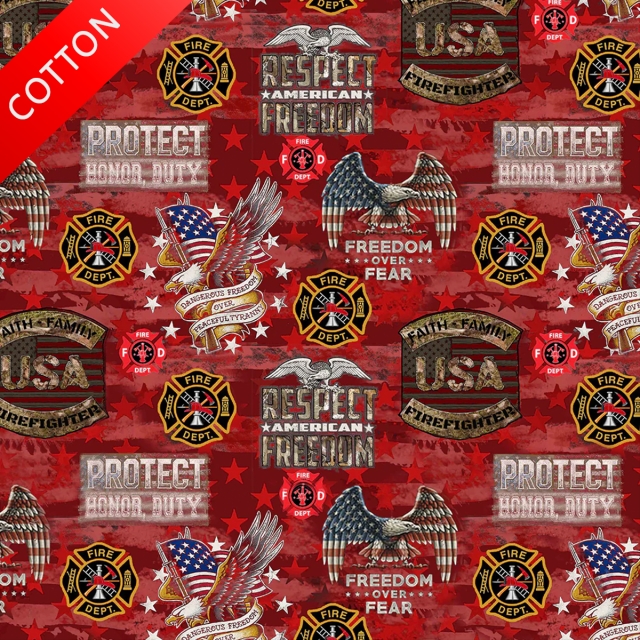 Fire Department Fear Over Freedom<BR> Cotton Fabric