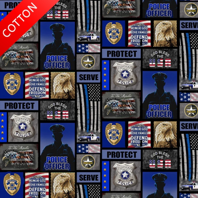 Police Department Defend Freedom <br>Cotton Fabric