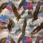 Eagles and Flags Allover Fleece Fabric