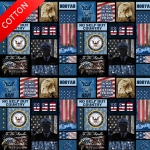 United States Military Defend Freedom Navy Cotton Fabric