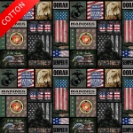 United States Military Defend Freedom Marines Cotton Fabric